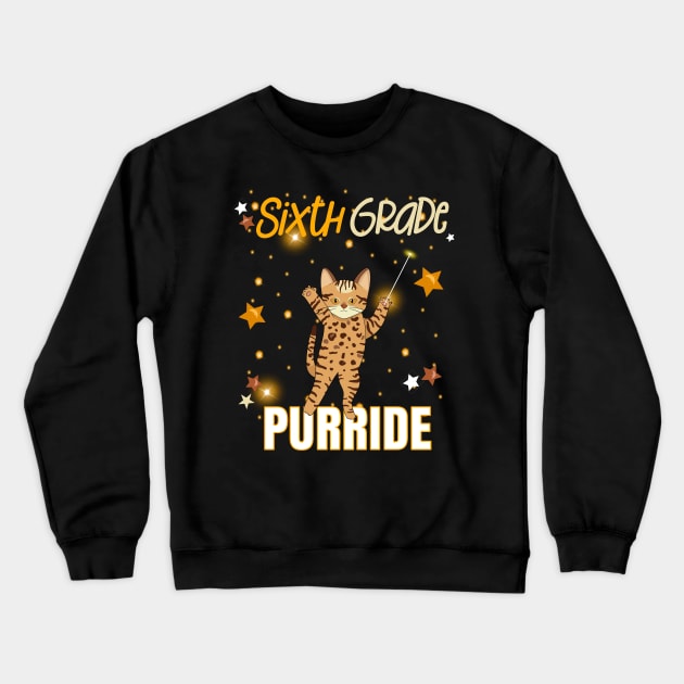 Sixth Grade Funny Purride Cute Kitty Student Teacher School Crewneck Sweatshirt by Kimmicsts